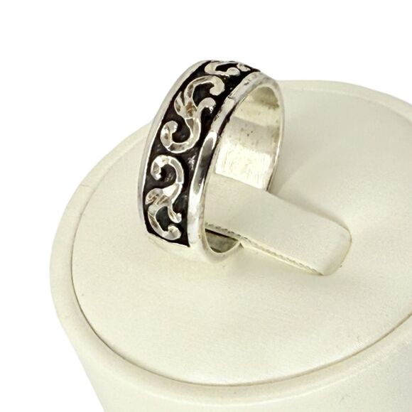 VTG Wheeler Sterling Silver Swirl Band Ring SZ 8.5 925 Diamond Cut Oxidized Mens - Picture 11 of 16